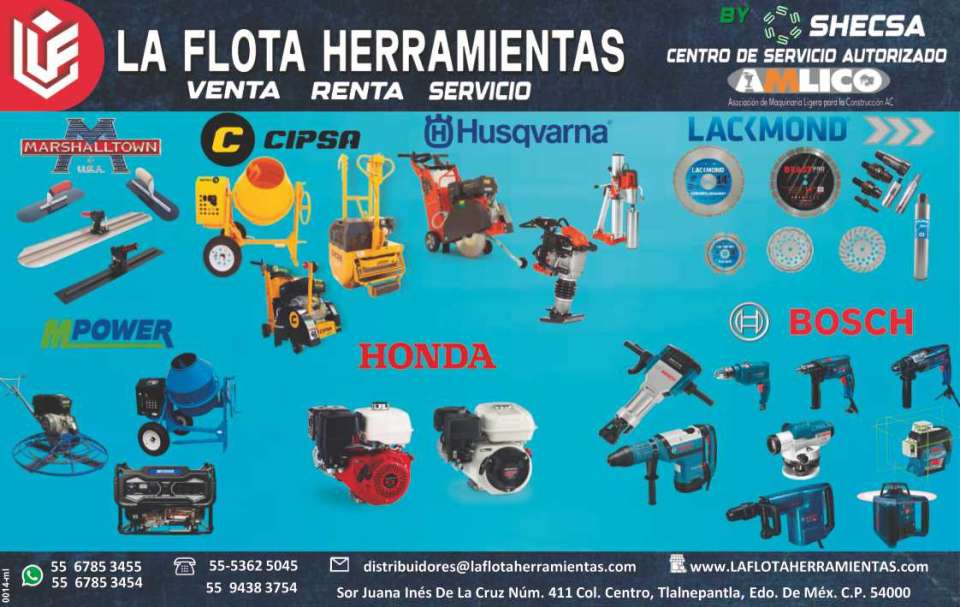 The Tools Fleet invites you to the CIHAC EXPO event FROM OCTOBER 9 TO 11 CITIBANAMEX CENTER, CDMX VISIT US IN AREA A STAND A013. Mixers, Vibratory Rollers, Lighting Towers,