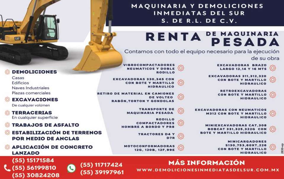 Demolitions, Excavations, Earthworks, Asphalt Works, Ground Stabilization, Shotcrete Application. Heavy Machinery Rental, Debris Removal, Equipment Transportation. MDI