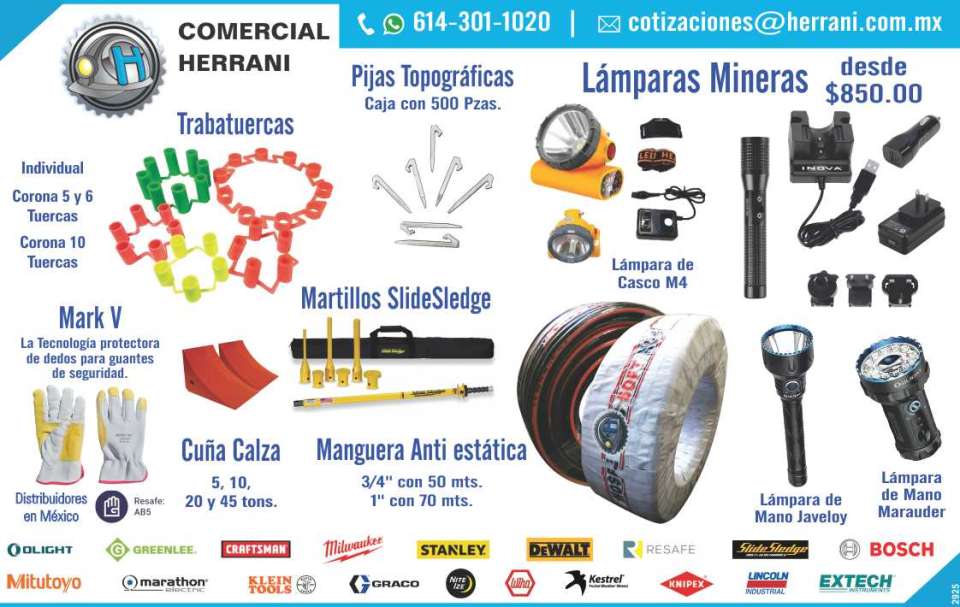 Tools and Accessories for Industry and Mining. Lamps, Instrumentation, Ecology, Security, Oil Absorbers, Security System of LOCK NUTS.