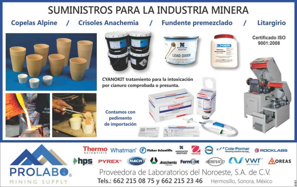 Suministros para la industria minera, copelas alpine, crisoles anachemia, fundente premezclado, litargirio, Cyanokit