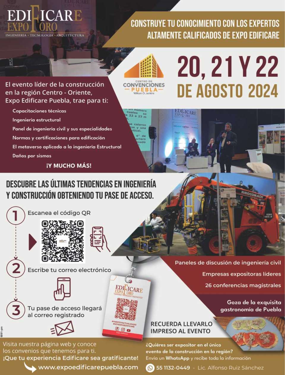 Edificare Forum Expo 2024 Puebla. Leading event in the Central-Eastern region of Mexico, from August 20 to 22, 2024 at the William O. Jenkins Convention Center in the City of Puebla.