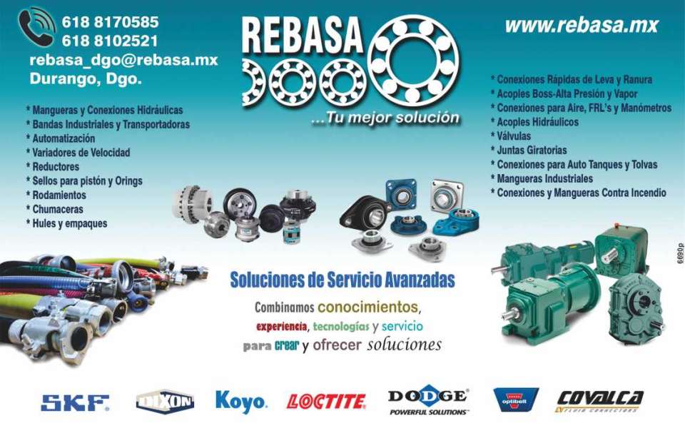 Mangueras y Conexiones Hidraulicas, Bandas Industriales y Transportadoras, Sellos para Piston y Orings. Acoples Hidraulicos, Valvulas, Chumaceras, Skf, Dixon, Koyo, Loctite, Dodge, Optibelt, Covalca.