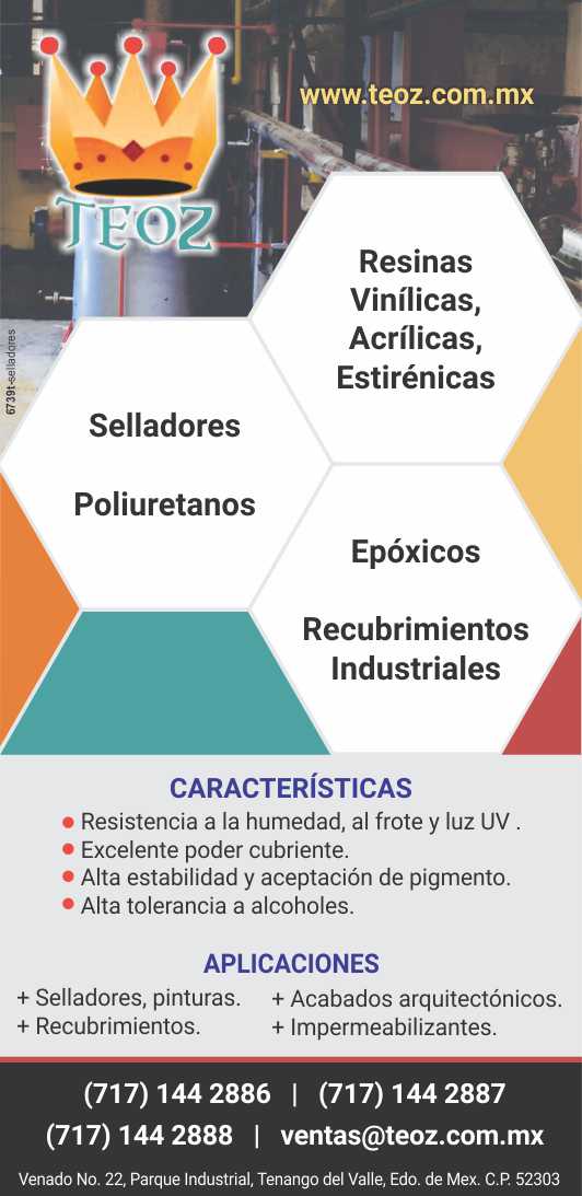 Resinas Vinilicas, Acrilicas, Estirenicas, Selladores, Poliuretanos, Epoxicos, Recubrimientos Industriales